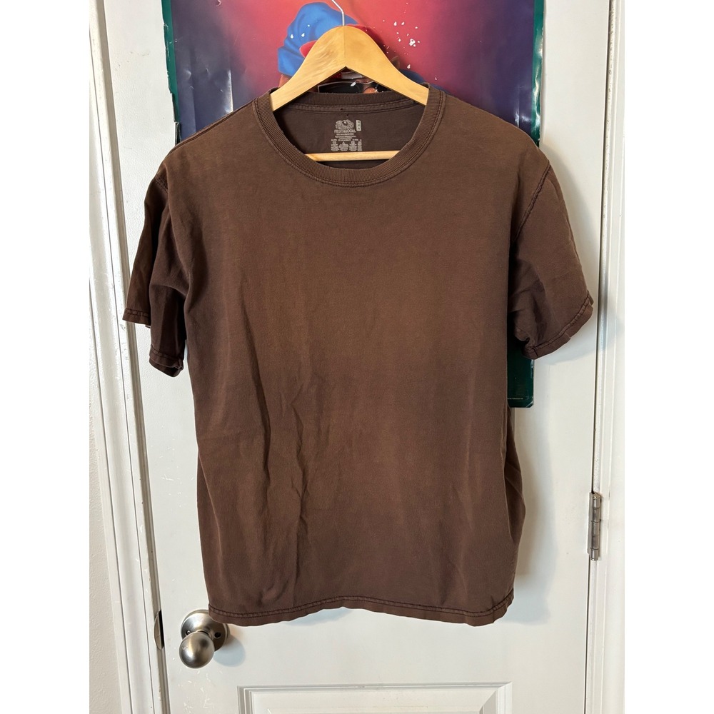 Fruit of the Loom  faded Mens Brown Short Sleeve Crewneck T-Shirt Size Medium